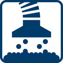 Staubextraktion direkt in den integrierten Staubbeutel am Werkzeug und/oder unter Verwendung eines Universalstaubsaugers